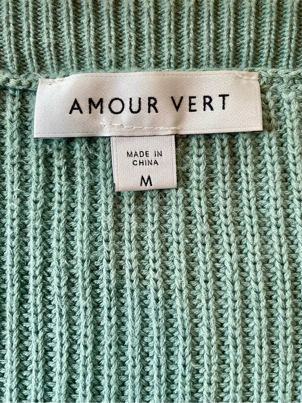 Amour Vert Cardigan V-Neck Button Front Mineral Green Red Organic Cotton M - Picture 4 of 11